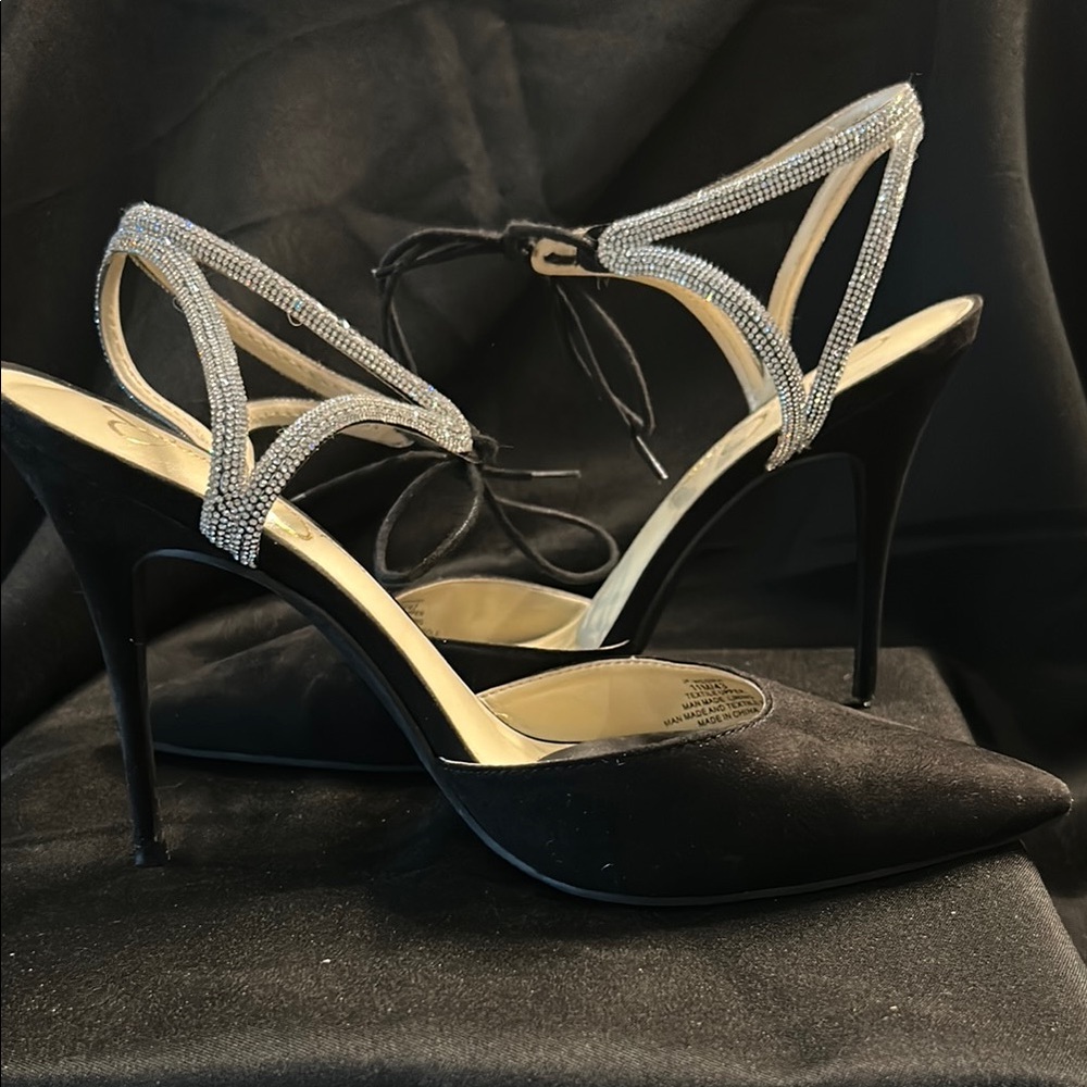 Elegant Black and Silver Stiletto Heels